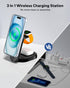KPON 3 in 1 Wireless Charging Station for Apple Mag-Safe, Magnetic Wireless Charger Stand Foldable for Multiple Devices,Travel Charging Dock for i...