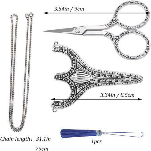 SHWAKK Embroidery Scissors Exquisite Stainless Steel Sharp Tip Retro Scissors with Sheath Chain Sewing Scissor for Sewing,Embroidery, Needlework...