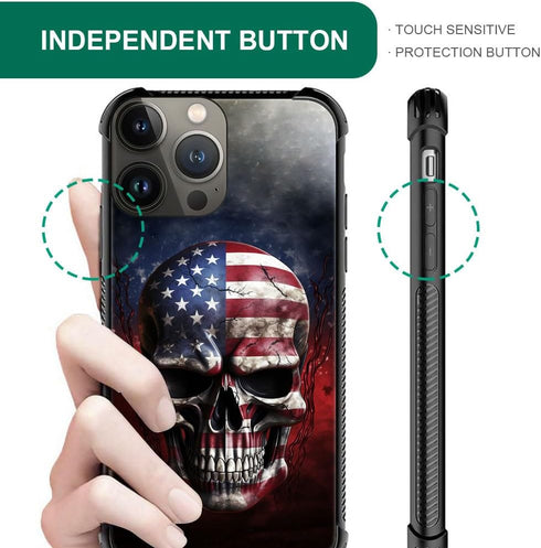 DJSOK Case Compatible with iPhone 15 Pro, Ice and Fire American Flag Skull Case for iPhone 15 Pro Cases for Man Boys Girls Dual Layer Shockproof R...