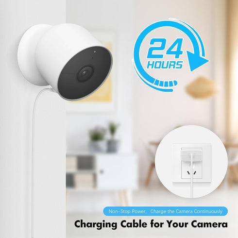 32.8ft Power Cable Compatible with Google Nest Cam Outdoor or Indoor, Battery(2nd Generation), Weatherproof Charging Cable with Adapter for Nest C...