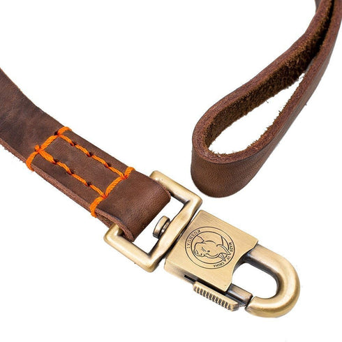Super Strong Leather Pet Trainning Leads for Medium Dogs or Large Dogs 1 Inch Wide and 3ft, 4ft and 5ft Long Handmade Brown Leather Dog Leash (4 F...