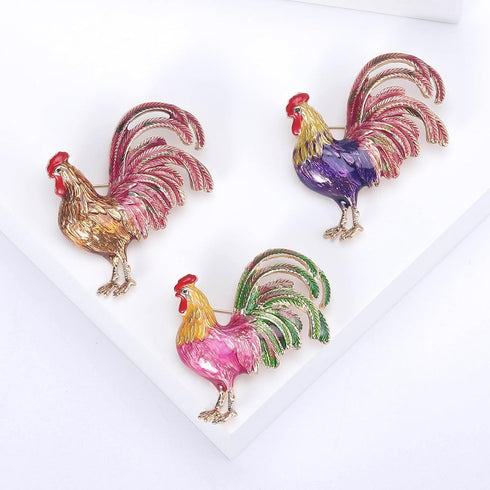 Cute Rooster Lapel Brooch Pin for Women Girls Gold Plated Cock Chicken Hen Farm Animal Enamel Pins Clip Sweater Coat Backpack Brooches Pins Fashio...