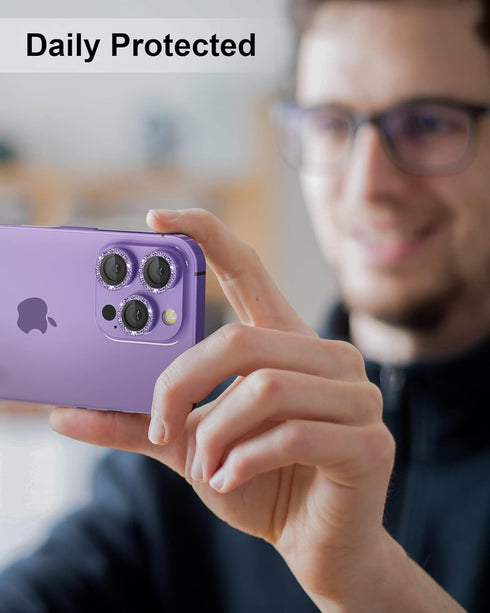 for iPhone 14 Pro and iPhone 14 Pro Max Camera Lens Protector 3D Bling Glitter Glass Camera Screen Cover Easy Installation for iPhone 14 Pro Max a...