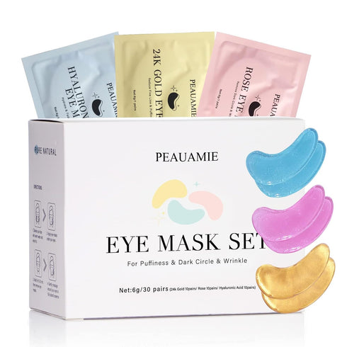 Under Eye Patches (30 Pairs) Gold Eye Mask and Hyaluronic Acid Eye Patches for puffy eyes,Rose Eye Masks for Dark Circles and Puffiness under eye ...
