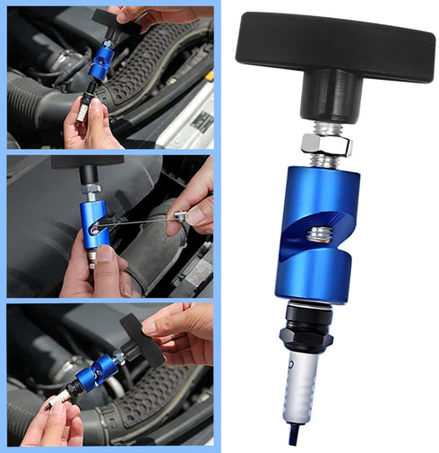 ZKTOOL Lift Support Clamp with Brass Core Protection, 2-in-1 Hood Strut & Spark Plug Caliper Tool, 14mm Spark Plug Gap Tool, Universal Car Hood Cl...