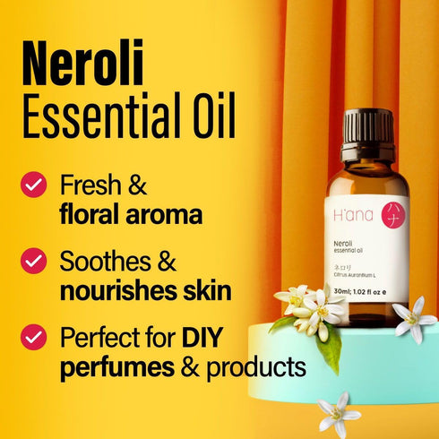 H’ana Neroli Essential Oil - 100% Pure and Natural Essential Oil for Skin, Aromatherapy, Soap and Candle Making - with Sweet, Floral Scent (1 Fl O...