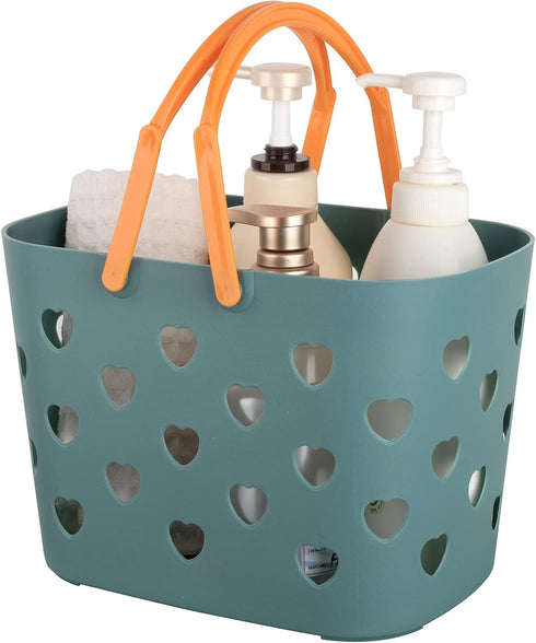 Anyoifax Portable Shower Caddy Tote Plastic Storage Basket with Handle Box Organizer Bin for Bathroom, Pantry, Kitchen, College Dorm, Garage - Blu...
