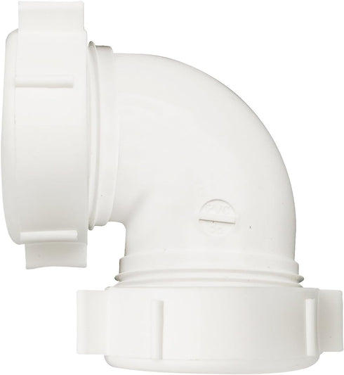 Plumb Pak PP55-5W Sink Drain Pipe Elbow with Reducing Washer, 90 Deg, 1-1/2 in, Plastic, 1 Count (Pack of 1)...