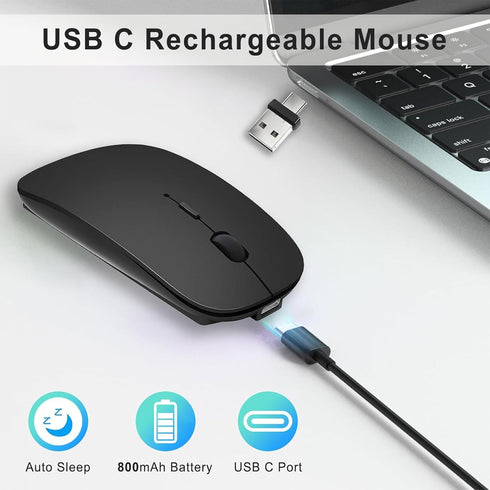 Bluetooth Wireless USB C Mouse Rechargeable for MacBook Pro iMac Mac Air, Wireless Type C Mouse for Apple/Surface Pro/iPad Pro/Mac Pro/Desktop/Off...