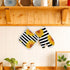 Set of Oven Mitt and Pot Holder, Sunflowers Oven Gloves Heat Resistance Non-Slip Surface for Kitchen BBQ Cooking Baking Grilling, Black White Stri...
