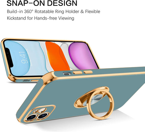BENTOBEN iPhone 11 Case with 360° Ring Holder, Shockproof Slim Kickstand Magnetic Support Car Mount Women Men Non-Slip Protective Phone Case for i...