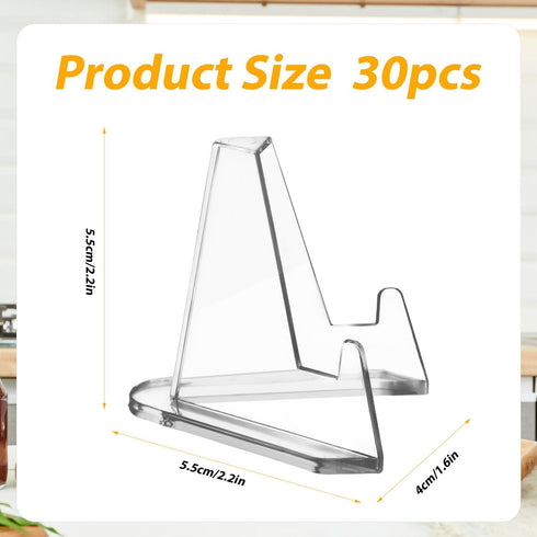 30pcs Card Display Stand, 2.2 Inch Small Transparent Card Holder Stand Acrylic Business Card Organizer Mini Clear Coin Easel Stand Desk Picture Ho...