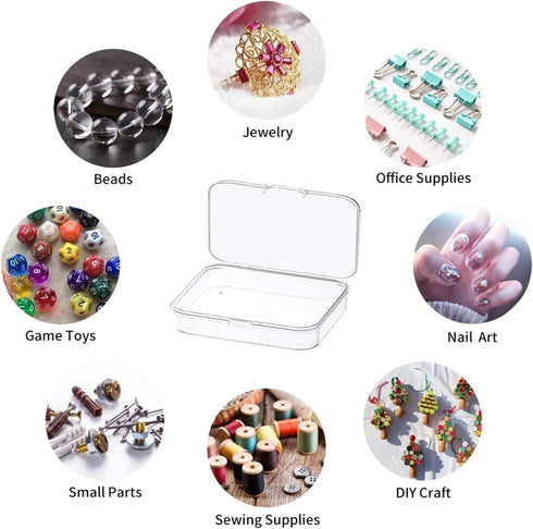 12 Pcs Mini Plastic Storage Containers Box with Lid, 4.5x3.4 Inches Clear Rectangle Box for Collecting Small Items, Beads, Game Pieces, Business C...