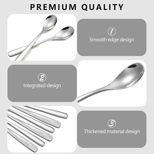 Tea Spoons Set of 6 Stainless Steel Teaspoons Long Handle Stirring Spoons for Tea Coffee Demitasse Espresso Dessert (6pcs Tea Spoons)...
