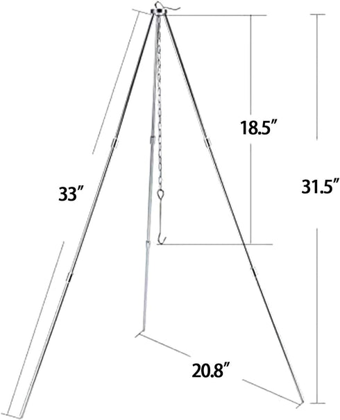 Sutekus Camping Tripod Camp Fire Tripod Portable Campfire Cooking Dutch Oven Tripod and Lantern Hanger silver...
