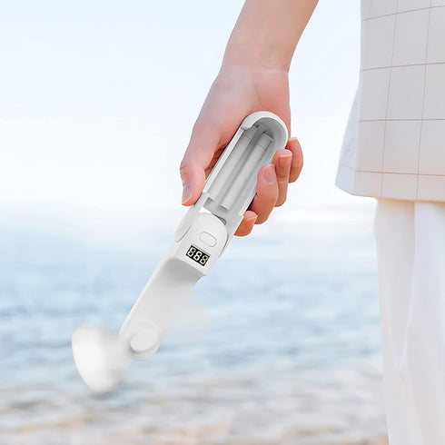 Mini Handheld Fan, Portable Fan 3 IN 1 2000mAh, Battery Operated Fan with LED Display as Phone Holder, Hand Fan USB Rechargeable for Outdoor Trave...