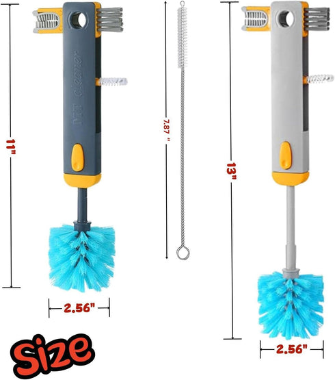 4 in 1 Baby Bottle Brush - 2 Pack Bottle Brush Cleaner with Straw Cleaning Brush, Bottle Cleaner Brush Set for Washing Sport Bottle, Mug, Cup Cove...
