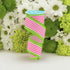 Vertical Stripe & Polka Dot Edge Wired Edge Ribbon - 2.5" x 10 Yards (White, Hot Pink, Lime Green)...