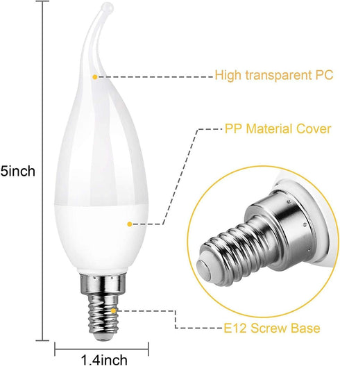 E12 Flame Bulbs 8 Packs, 3 Mode LED Candelabra Flame Light Bulb 2.0 Watt Warm White Chandelier Flame Bulbs,1800k Candle Light Bulbs, Flame Tip for...