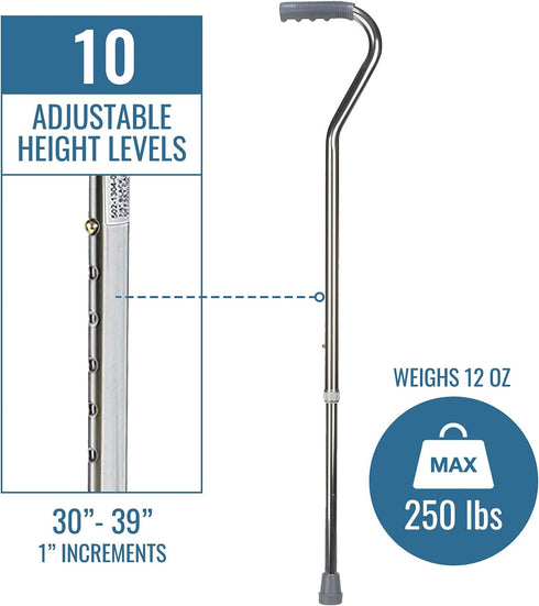 DMI Walking Cane for Adult Men and Women, FSA Eligible, Lightweight and Adjustable, Ergonomic Hand Grip and Wrist Strap...