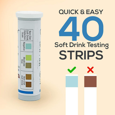 Detects Non Diet Soft Drinks Before Accidental Consumption - A Must Have for Diabetics and The Health Conscious - 40 Strips Per Box...