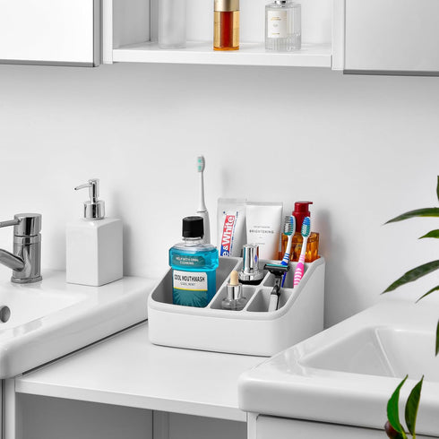 VITVITI Toothbrush Holders for Bathrooms, 6 Slots Toothpaste Bathroom Counter Organizer for Kids, Plastic Bathroom Organizer for Countertop/Sink/V...