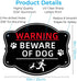 2 Pack Beware of Dog Signs, 10x8 Inch Reflective Aluminum Metal Dog Warning Signs, Durable Ink & Fade Resistant & Weatherproof Beware of Dog Signs...