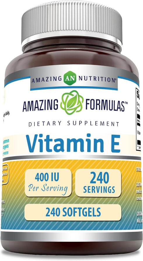 Amazing Formulas Vitamin E Supplement | 400 IU Per Serving | 240 Softgels | Non-GMO | Gluten-Free | Made in USA...