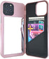 for iPhone 12 Pro Max Case, Built-in Mirror Shockproof Card Holder Cover Wallet Case for iPhone 12 Pro Max 6.7 Inch (Rose Gold)...