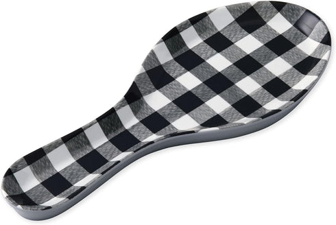 UPware Melamine Spoon Rest Spoon Holder Kitchen Utensil Holders 9.625 Inch for Kitchen Counter Dining Table (Gingham Black)...