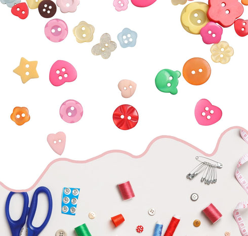 Buttons Resin Buttons 2 and 4 Holes Assorted Buttons for Sewing Crafts DIY Projects Button Painting Craft Buttons (Multiform)...
