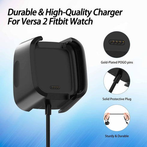 Vancle Charger for Fitbit Versa 2 (Only), Durable USB Charging Cable Dock Stand for Fitbit Versa 2 Smartwatch (Not for Versa/Versa Lite) (3.15ft/9...
