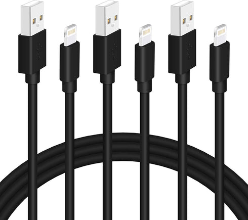 Black iPhone Charger Cord, 3-Pack 6FT MFi Certified Fast Charging Cable Data Sync Lightning to USB-A Cable Compatible with iPhone14/13/12/ Mini/Pr...