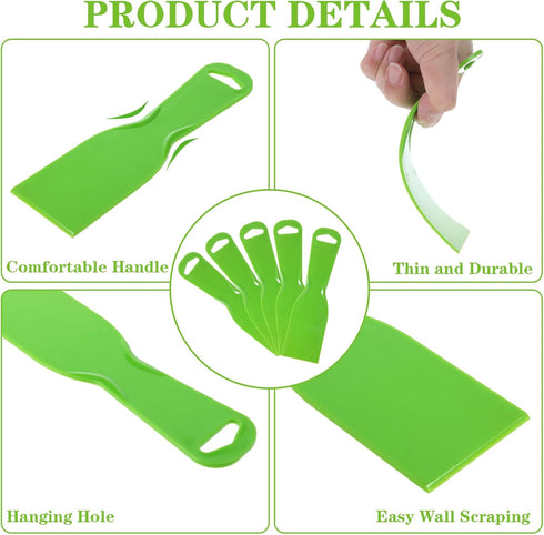 5pcs Plastic Putty Knife 2 Inch Green Flexible Plastic Knives For Taping Drywall Wall Painting Plastic Scraper For Spackling Patching...