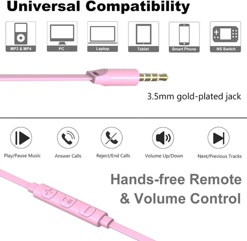 Joymiso Tangle Free Earbuds for Kids Women Small Ears with Case, Comfortable Lightweight in Ear Headphones, Flat Cable Ear Buds Wired Earphones wi...