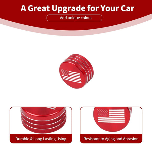 for RAM Gear Shift Knob Cover Trim Ring Aluminum Red for Dodge RAM 2018-2023 Red Interior Accessories, America Flag...