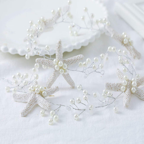 Unicra Starfish Bride Wedding Hair Vine Pearl Bridal Headband Headpiece Beach Wedding Hair Accessories for Women and Girls (A Silver)...
