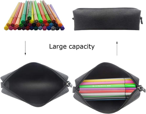 Enyuwlcm Fabric Stationery Stylish Simple Pencil Bag Small Square Waterproof Pencil Case Black and Gray 2 Pack...