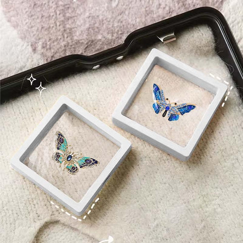 Crystal Butterfly Brooch | Enamel Lapel Pin for women | butterfly display case | Stunning Insect Ornament...