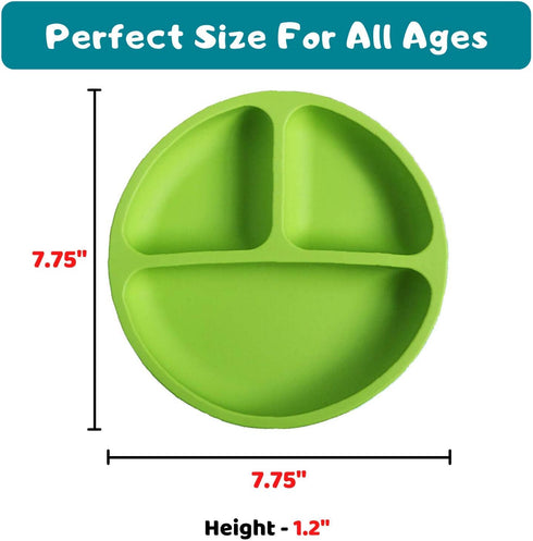 Divided Silicone Plates for Toddlers | BPA Free | Dishwasher, Microwave and Oven Safe | Kids Plates with Dividers (Boys)...