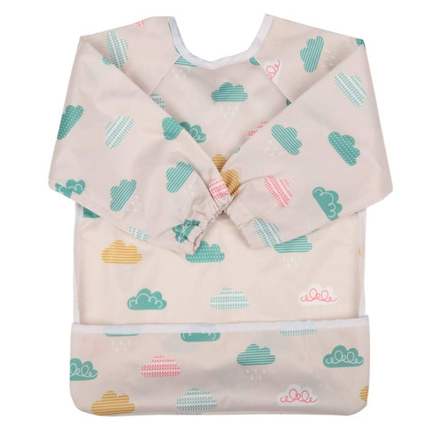 Baby Bib Sleeved Shirt With Pocket 1-3 years old Toddler Painting Drawing (Cloud)...