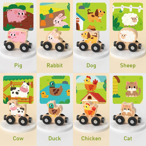 Montessori Toys for Toddlers, 11PCS Wooden Train Set, Toddler Toys for Preschool Learning Activities for Kids, Birthday Gift for Boys and Girls...