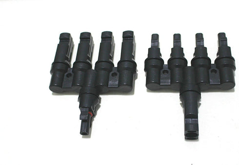 1 Pair Solar Energy Panel MC-4 T Branch Connectors Cable Coupler Combiner - 1 Male to 4 Female(M/4F) and 1 Female to 4 Male(F/4M)...