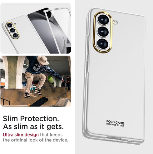 Miimall for Fold 5 Case with Screen Protector, Skin-Touch Texture HD Screen Protector Slim Case for Z Fold 5 - Silver......
