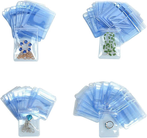 Self Seal Plastic Pack Zipper Lock Bags Clear PVC Antitarnish Jewelry Rings Earrings Packing Storage Pouch for Zip Transparent Anti-oxidation Lock...