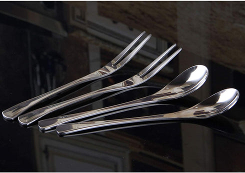 VANRA 5in 4-Piece Flatware Set - Silver Stainless Steel - 2 Forks and 2 Spoons - Salad, Teaspoon, Cocktail, Coffee, Serving, Appetizer...