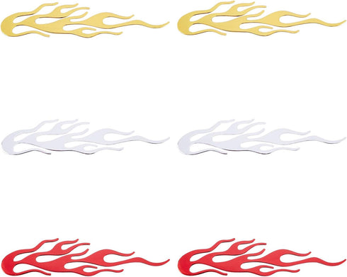 SUPERFINDINGS 6PCS 3 Colors 8x1.9Inch Flame Decals Plastic Flame Car Stickers Decals for Motorcycle Car Window Wall...
