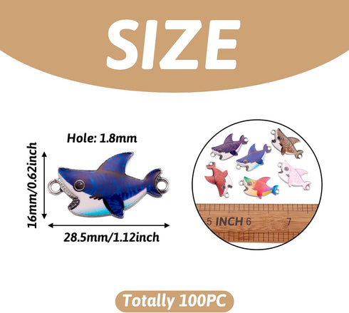 FASHEWELRY 100Pcs Alloy Shark Enamel Connector Charms Metal Fish Link Charms Jewelry Pendants Links for DIY Necklace Bracelet Jewelry Making...