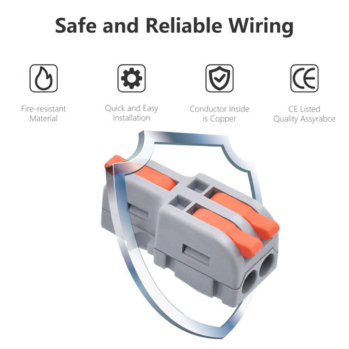 20Pcs Lever Wire Connectors, 1 in 2 Out DIY Mini Splicing Compact Splitter Docking Terminal Block Electrical Connectors, 24-12 AWG...