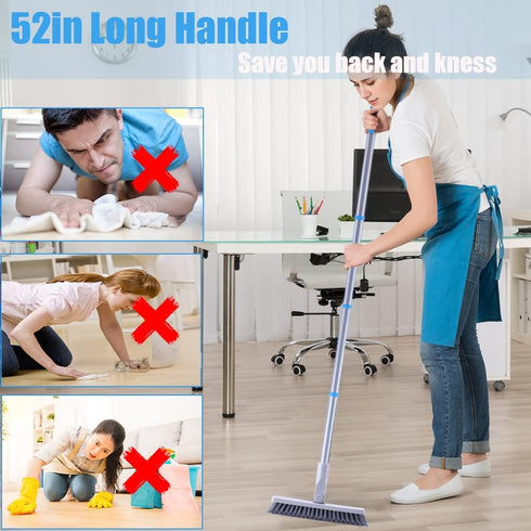 Grout Brush with Long Handle - Heavy Duty Grout Cleaner Brush for Tile Floors, Swivel Stiff Bristles Grout Scrubber Cleaning Tool, Floor Scrub Bru...